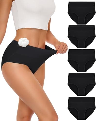 SIMIYA Cotton Underwear for Women, High Waisted Full Coverage Briefs 5 Pack
