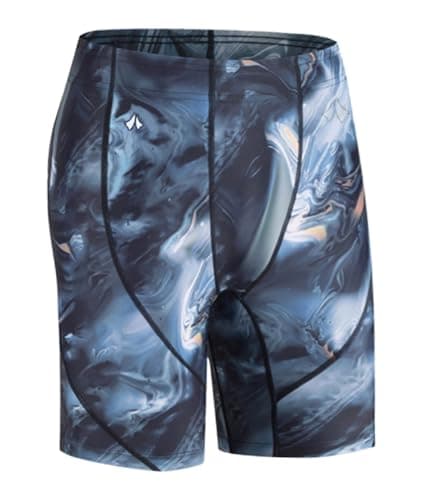 Eteoepo Navy Blue & Black Mens Swim Jammers - Ergonomic Training Athletic Swimsuit - Chlorine Resistant Quick Dry Racing Jammer for Competitive Swimming & Triathlon(Black＆Texture,M)