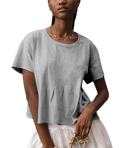 OPCAKM Peplum Babydoll Tops for Women Summer Casual Shirts(Gray-L)