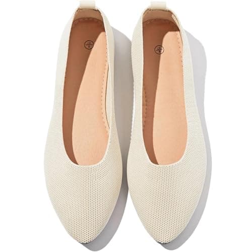 Women's Flats Shoes Pointed Toe Flats Comfortable Slip on Shoes Flat Dress Shoes Black Ballet Flats for Women(Apricot.us9.5)