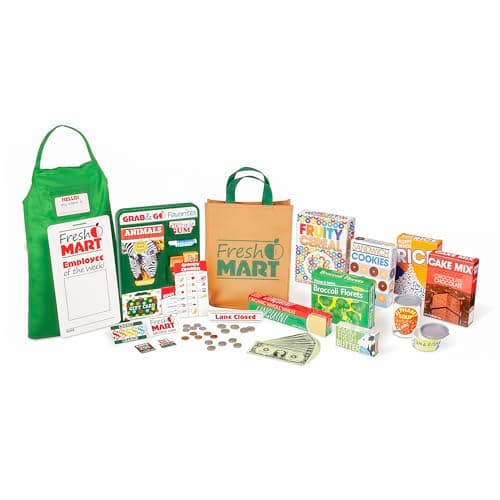 Melissa & Doug Fresh Mart Companion Set, Grocery Store Pretend Play Toys, Toy Kitchen Accessories & Play Food, Preschool Learning Toys for Girls & Boys 3+