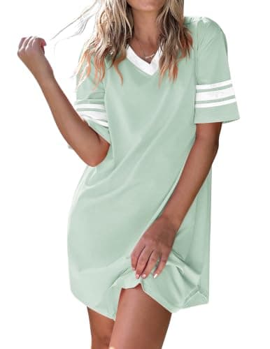 Ekouaer Nightgowns for Women Cotton Night Gowns Short Sleeve Sleepwear