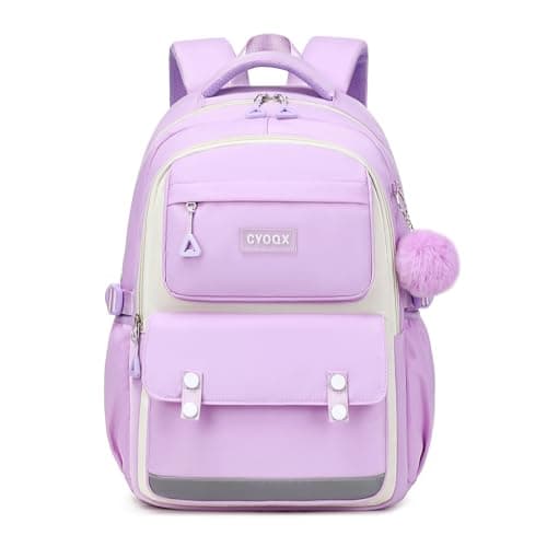 CYOQX School Backpack for Girls Cute Backpack Elementary Middle School High School Teenage Girls Schoolbag (Purple)