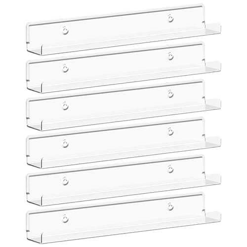 Lifewit Narrow Acrylic Floating Shelves for Vinyl Record 12", Clear 6 Pack
