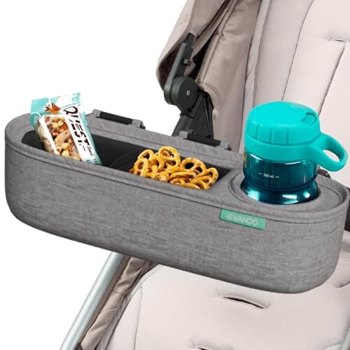 Universal Stroller Snack Tray, Insulated Sippy Cup, Grey, Bumper Bar