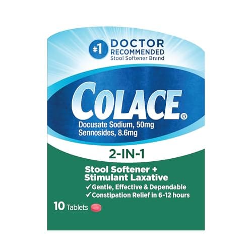 Colace 2-IN-1 Stool Softener & Stimulant Laxative Tablets, 10 Count, Gentle Constipation Relief In 6-12 Hours