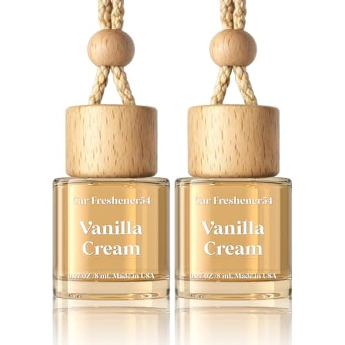 HoogaLife Car Air Freshener Diffuser 2 Pack Hanging Air Freshener Diffuser - Vanilla Cream Fragrance Oil Air D iffuser for Car, 45+ days Long Lasting Fragrance Made in USA C ar Air Fresheners