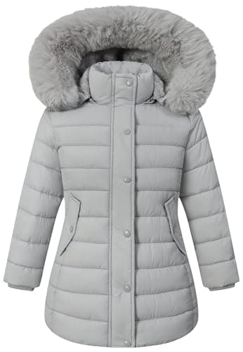 MAJSEBI Girls Long Puffer Winter Coat Kid's Removable Hood Parka Jacket