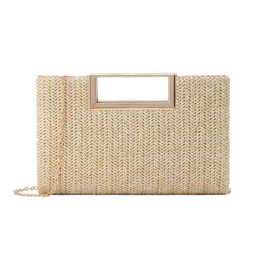 GOKTOW Straw Clutch Top Handbags Raffia Bag Purse Woven Tote CrossBag for Women Beach Summer Travel 2025,Beige