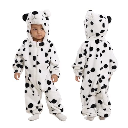 TONWHAR Unisex-Baby Animal Costume for Halloween & Playwear - Cartoon Hooded Romper Jumpsuit for Infants & Toddlers (4T,Snow leopard)