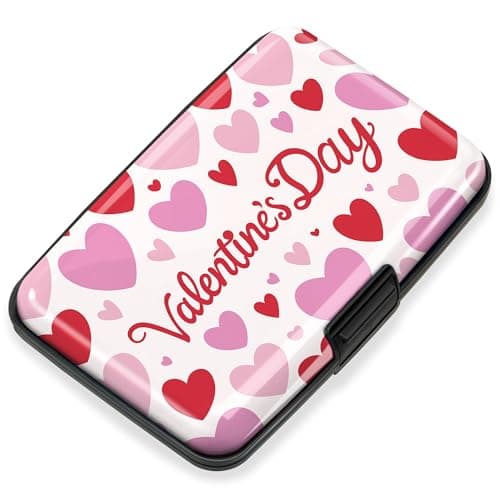 Mayski Credit Card Holder, RFID Blocking, Aluminum Alloy Hard Case, Small Mini Business Metal Wallet for Women Men, Heartfelt Valentine's