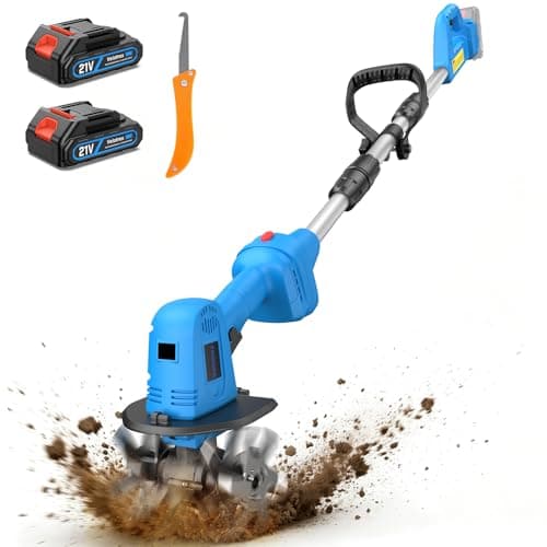 Velotrex 20V Mini Cordless Tiller Cultivator, 400RPM Electric Garden Tiller