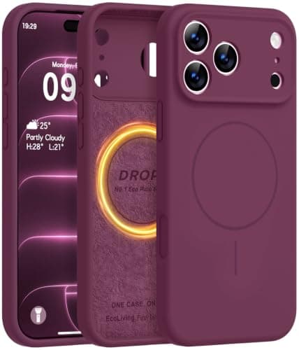 Vooii Magnetic for iPhone 18 Pro Max Case 6.9" Silicone, Burgundy