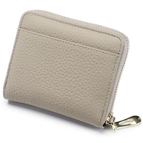 EutDett Wallet for Women with Round Zipper Closure, RFID Blocking Genuine Leather Wallet with Coin Pocket & Card Slots Compact Ladies Coin Purse (Elephant Grey)