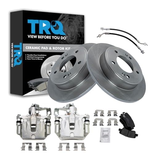 TRQ Rear Brake Pad and Rotor Set Ceramic Rotors Calipers Hoses