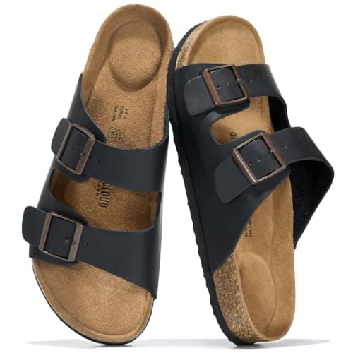 Project Cloud Mens Sandals 100% Genuine Leather Mens Slides Sandals for Men