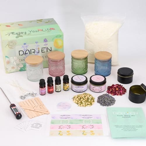 DARJEN Candle Making Kit for Beginners, 2 Jars Soy Wax Scented DIY Set