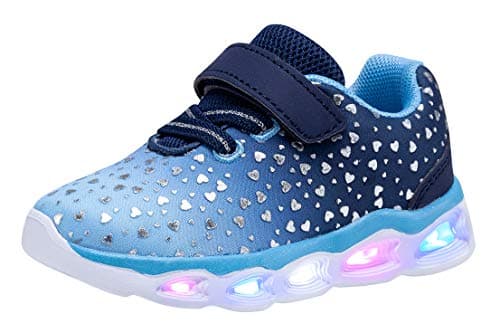 COODO Toddler Boys Girls Light Up Shoes Little Kids Flashing Led Sneakers (12 Little Kid,Azure)