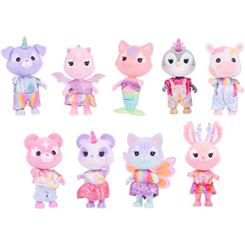 Honey Bee Acres Rainbow Ridge Pals - 9 Mini Flocked Dolls - Ages 3+