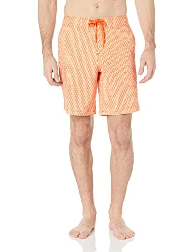Amazon Essentials Men's Quick-Dry Swim Board Short, 9" Inseam, Orange Surfboards Geo, Medium