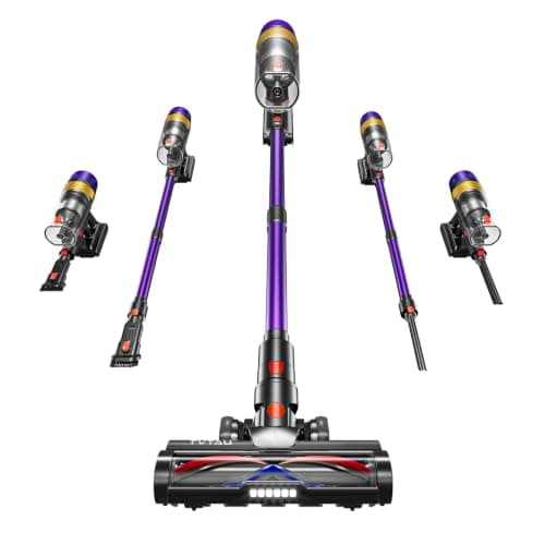 TVTAU Cordless Vacuum Cleaner, Self-Standing 620W 55KPA 75Min Runtime Stick Vacuum for Home, 1.8L Dust Cup, LED Display, Anti-Tangle, 8-Stage Filtration, for Hardwood Floor Carpet Pet Hair