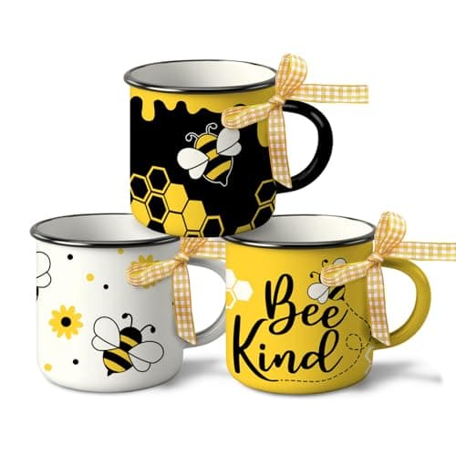 Paayna Bumble Bee Themed Spring Summer Mini Coffee Mug Set of 3
