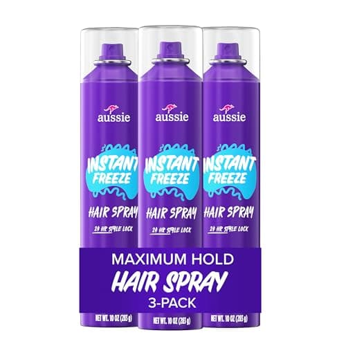 Aussie Instant Freeze Hair Spray for Extreme Hold, Long-Lasting All-Day Fresh Citrus Scent, Safe for All Hair Types, 10 Fl Oz, 3 Pack
