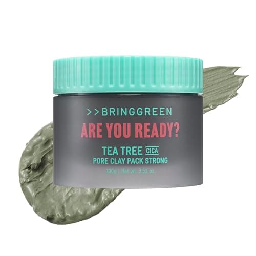 BRING GREEN Tea Tree Cica Pore Clay Mask 100g, Deep Cleansing Wash Off Pack for Blackheads & Excess Sebum