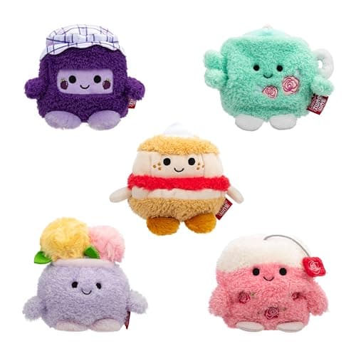 BumBumz 4.5-inch TeatimeBumz Plush 5-Pack - British Scone Seymour, Pot of Tea Tex, BlackBerry Jam Jules, Tea Bag Tobey, Flower Pot Perkins - from The Makers of Original Squishmallows