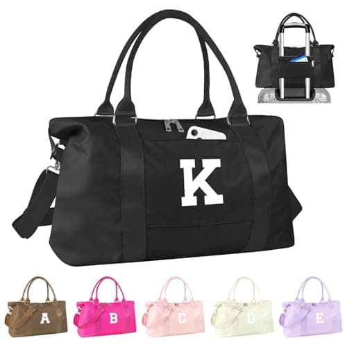 Dance Gym Duffel Bag Gifts for Girls Teen,Personalized Initial Travel Weekender Bag Cute Overnight Carry On Cheer Dance Duffle Bagfor Women,Sports Travel Monogram Birthday Christmas Gifts(Letter K)