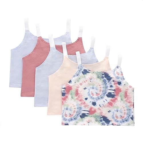 Hanes Girls' Originals Crop Cami Pack, Moisture Wicking Cotton Blend Tank, 5-Pack