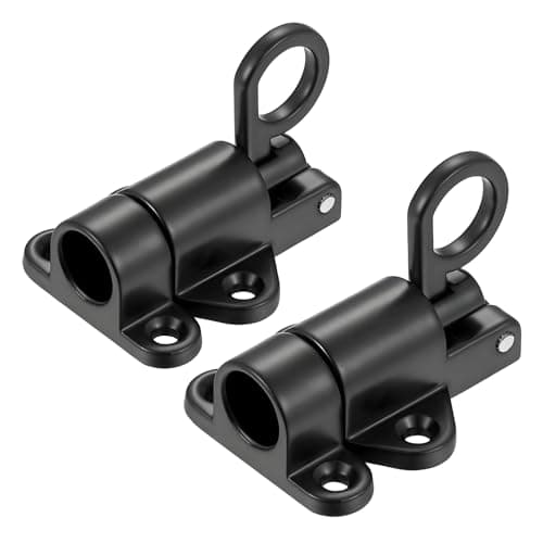 Oudesi 2 Packs Self Closing Latch Spring Door Lock, Automatic Gate Latch with Spring Loaded Pin, Aluminum Alloy Slide Gate Latch for Cabinet Window Fence, Black, AMS-CX01-B