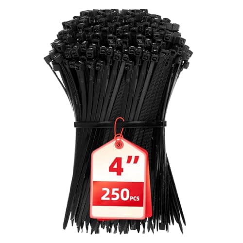 Cable Zip Ties, 250PCS Multi-Purpose Nylon Zip Ties, 4 Inch Self Locking Cable Ties,Self-Locking Wire Ties used for home, garden, garage,indoor and outdoor.Black Cable Ties