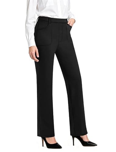 keriffe Womens Dress Pants High Waisted Business Casual Work Pants Pull On Slacks with Pockets Black