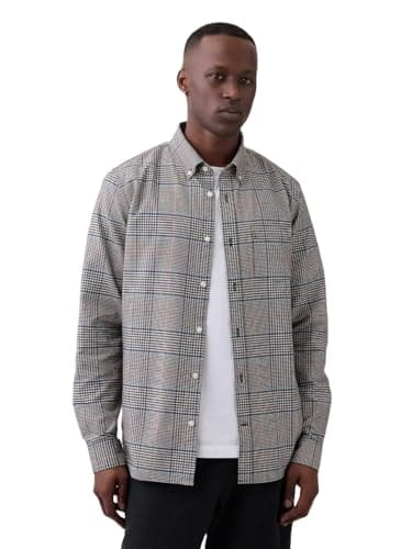 GAP Men's Long Sleeve Oxford Button Down Shirt, Glen Plaid, Medium