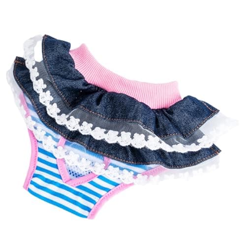 YiZYiF Cute Reusable Puppy Diapers for Female Dogs Washable Period Pants with Bowknot Breathable and Leak-Proof Nappies Denim Blue Small