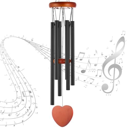 Wind Chimes for Outside – 25.5" Aluminum Windchimes Outdoors for Garden, Patio Decor, Memorial Gifts for Mom, Sympathy Gift for Loss of Loved One, Sister Gifts for Birthdays, Mother's Day(Black)