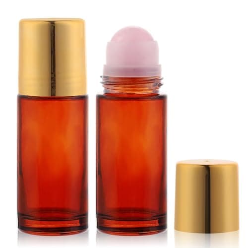 RAMFIYN 2 pack 50ml Rose Quartz Roller On Bottles for Castor Oil
