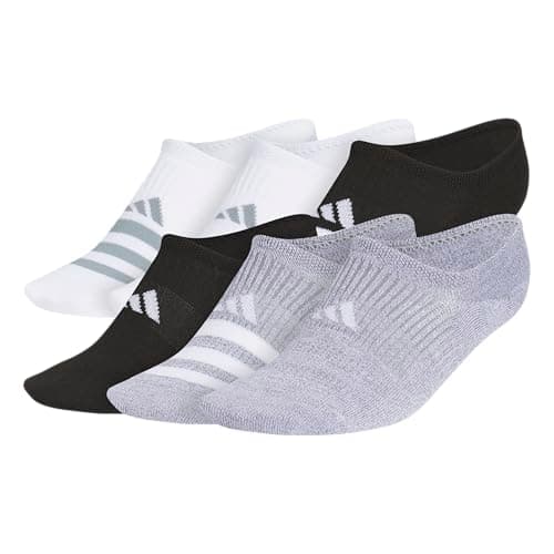 adidas Women's Superlite Super No Show Invisible Socks (6 Pairs) Lightweight & Breathable, White/Black/Grey/3, Medium