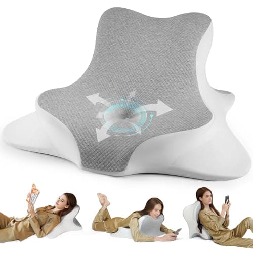 WOGAHEV Reading Pillow for Bed, Lying, Leaning and Prone, Ergonomic Memory Foam Bed Wedge Pillow for Headboard, Chin & Back Support Pillows on Bedrest Couch Floor- Grey