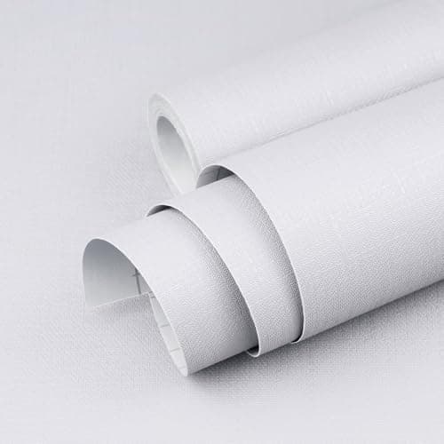 Yun-aeon White Textured Peel and Stick Wallpaper 15.7" × 240" Removable Waterproof Contact Paper for Cabinets and Drawers Vinyl Self Adhesive Wall Paper Decorative for Bedroom Bathroom