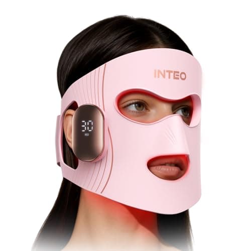 INTEO Red Light Therapy for Face 4 Modes, Breathable Red Light Therapy Mask with 4 Color Light Modes, 850NM Infrared LED Face Mask Light Therapy with Timer, Portable Led Mask for Home & Travel