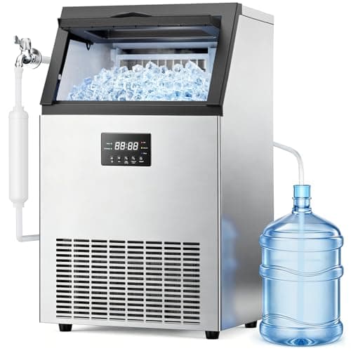 Mojgar Commercial Ice Maker 200lbs/24h with 50lbs Storage Bin 2 Water Inlet