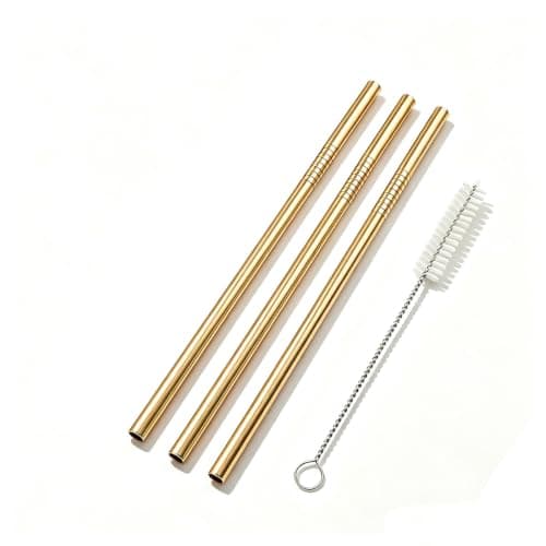 9.48" Stainless Steel Straws(3 PCS,Golden)