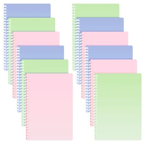 Niodel 9 Pcs Spiral Notebooks, 3 Gradient Colors (Pink/Green/Blue), A5 7mm College Ruled 120 Pages Journals for School Work Travel, Durable PP Cover with Soft Silicone Coil & Rounded Edges
