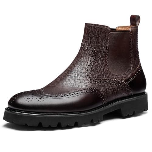 Jepsen Gord Men's Chelsea Boots Brown Wingtip Leather Dress Boot