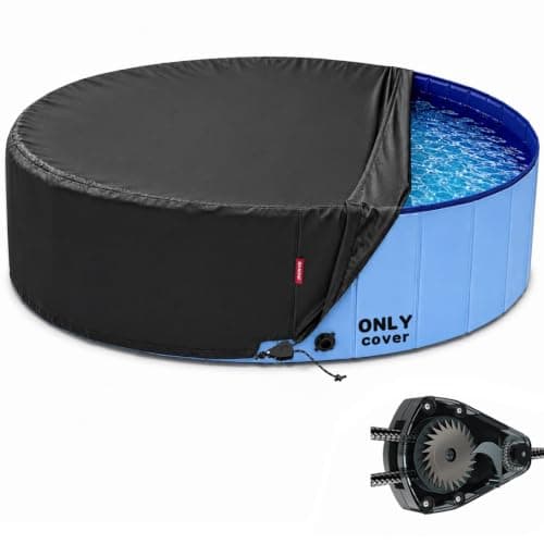 QH.HOME 63-64 Inch Round Kiddie Pool Cover with Ratchet Strap System