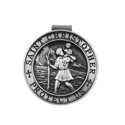 Norkmdi Saint Christopher Medal for Car, St Christopher Blessing Driving Safety Vehicle Sun Visor Clip, Talisman Auto Visor Travel Accessories for Drivers Long Trip, Fits Most Vehicles