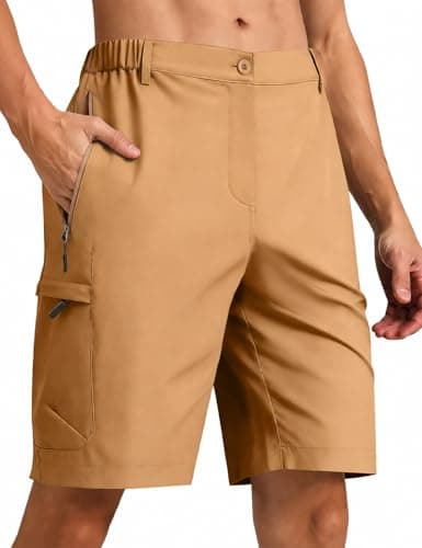 Men's 9" Hiking Cargo Shorts Quick Dry Stretch for Outdoor Work Golf Khaki