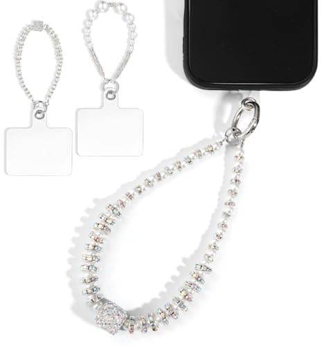 FRCTLNKG 2 Pcs Pearl Lanyard, Handmade Beaded Wristband